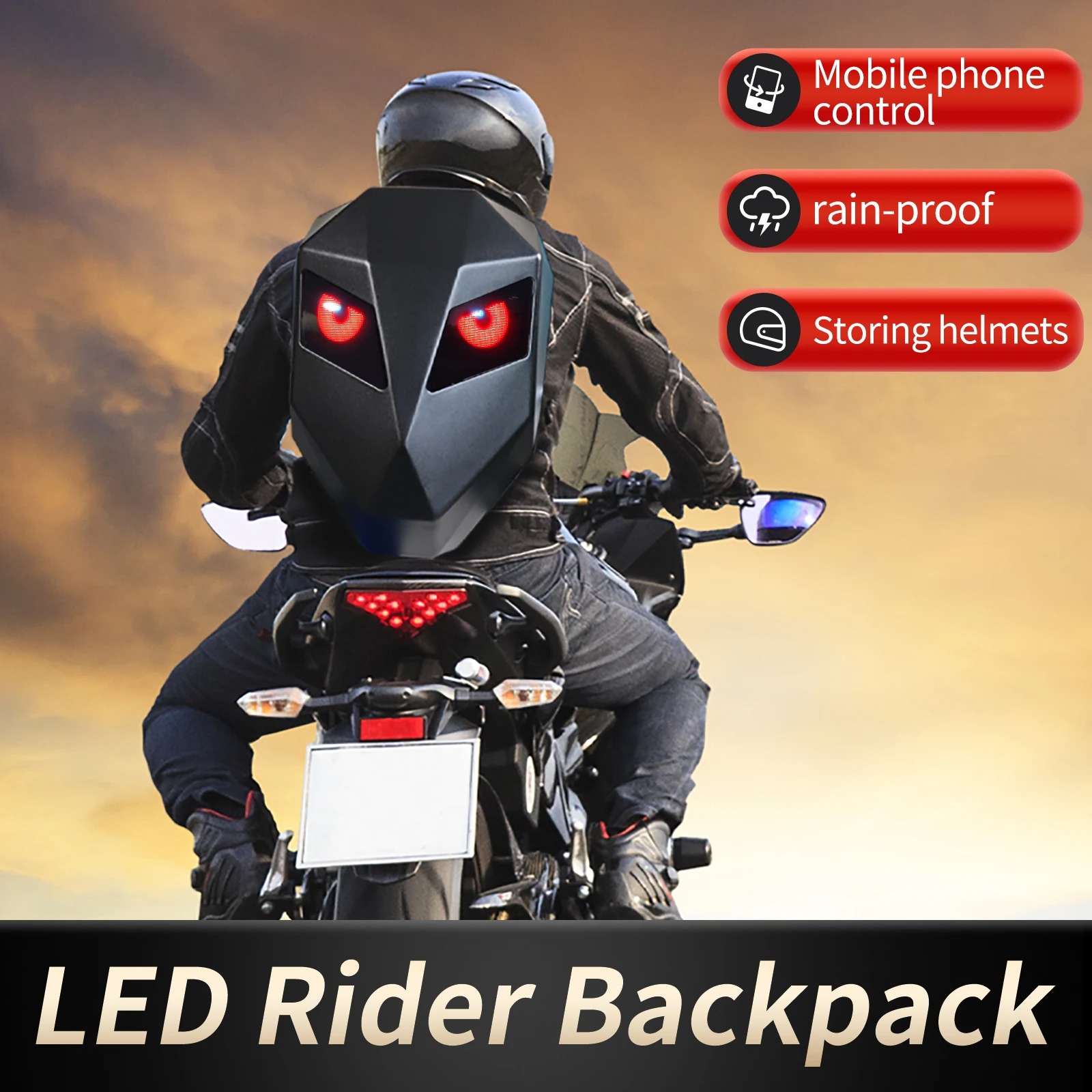 Motorcycle Helmet Backpack Waterproof Led - Светодиодный рыцарский велосипедный рюкзак с глазком,