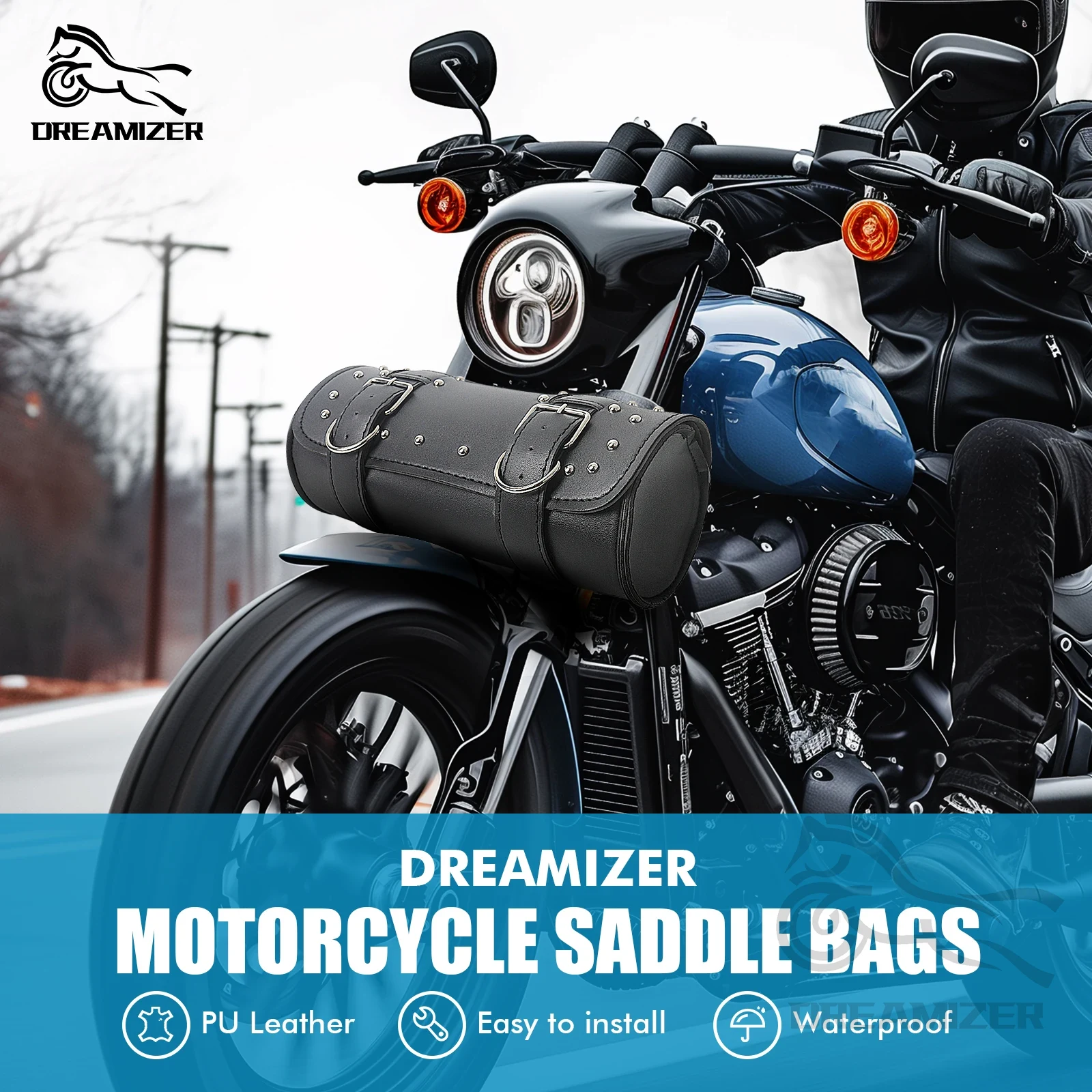 Waterproof Motorcycle Handlebar Bag Pouch - Водонепроницаемая сумка-чехол из ПУ кожи для