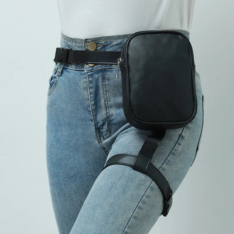 Motorcycle Leg Bag Drop Thigh Pouch - Женская кожаная сумка на бедро Peicees