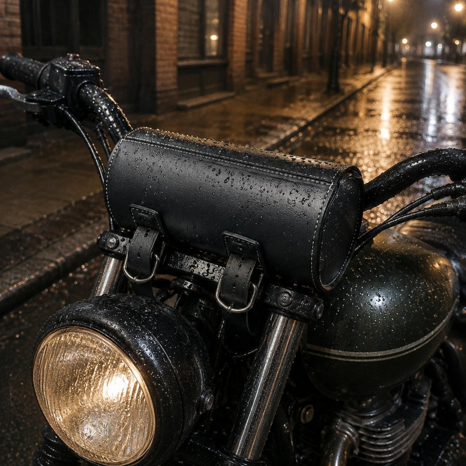 Waterproof Motorcycle Handlebar Bag Pouch - Винтажная кожаная сумка для мотоцикла, износостойкая,