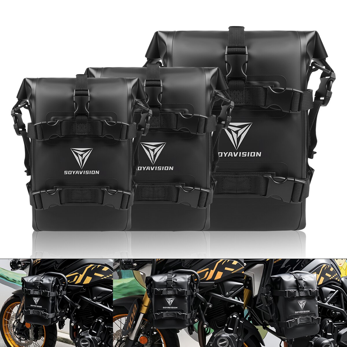 Уличная боковая сумка на бак,  – обзор и цена Motorcycle Crash Bar Waterproof Dry Bag