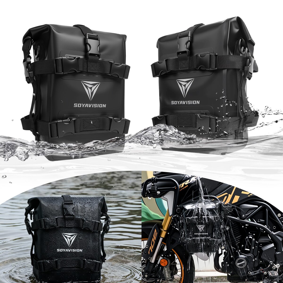 Уличная боковая сумка на бак,  – обзор и цена Motorcycle Crash Bar Waterproof Dry Bag