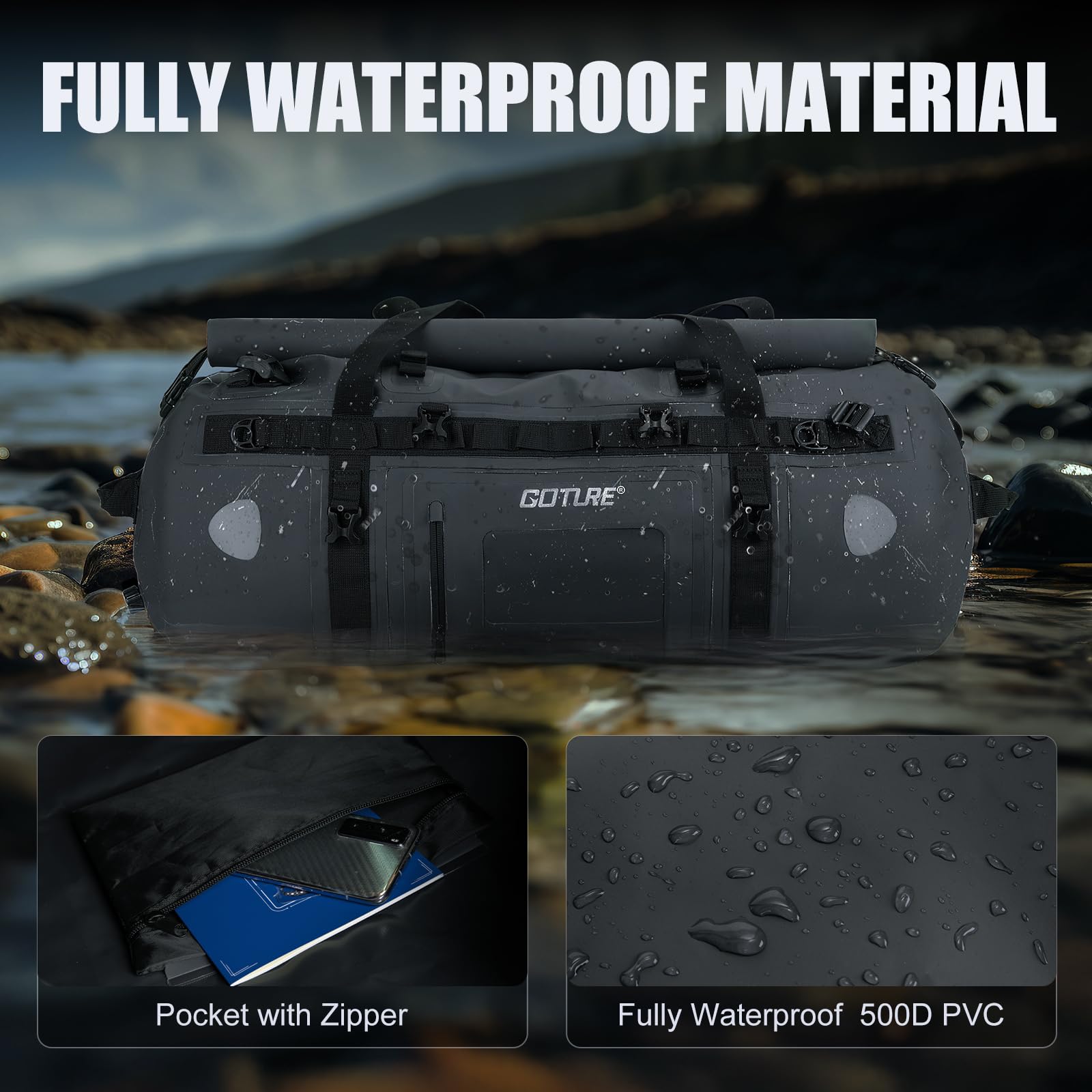 Сухая сумка Goture для мотоцик – обзор и цена Motorcycle Tail Bag Waterproof Roll Top