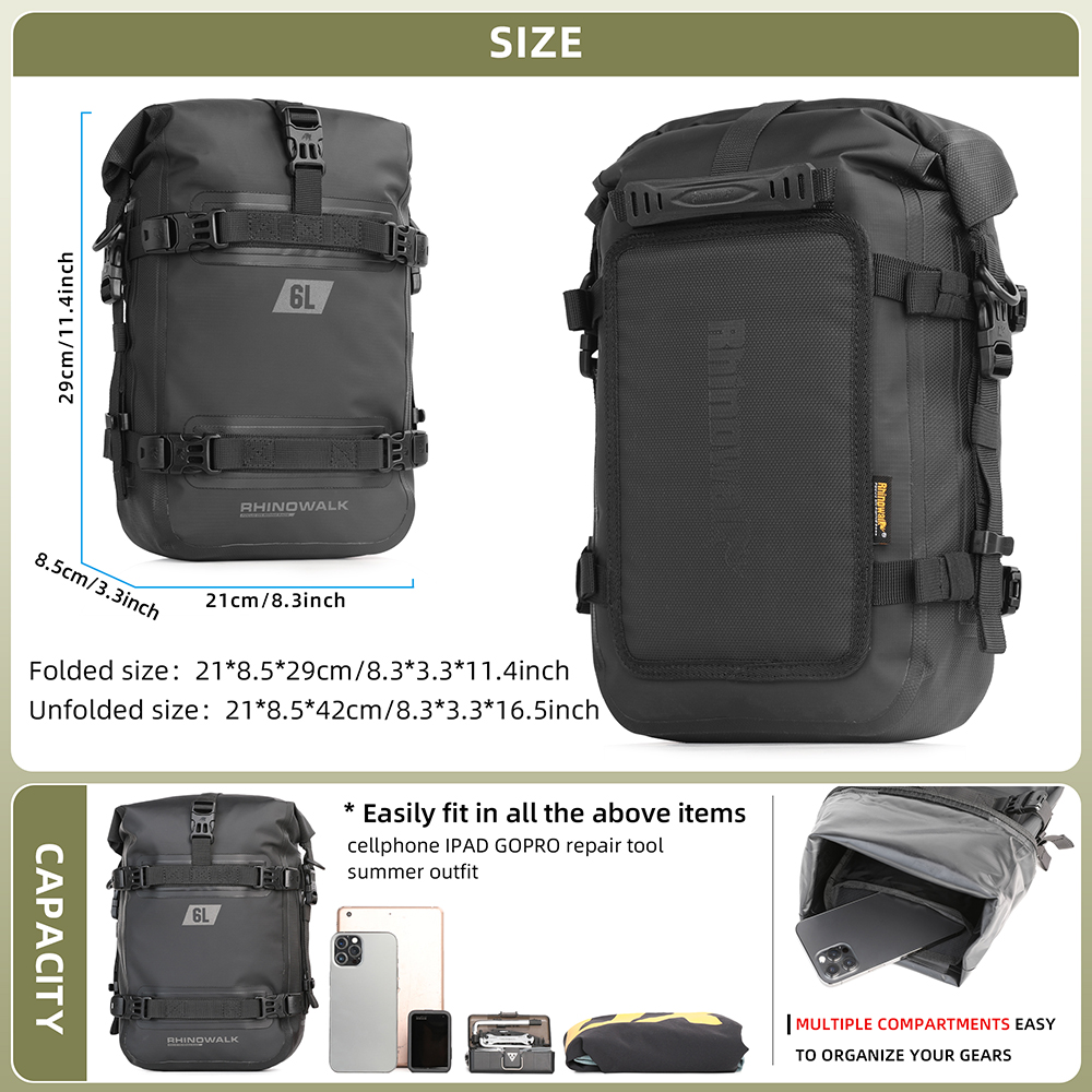 Rhinowalk, 2 шт., сумка для мо – обзор и цена Motorcycle Crash Bar Waterproof Dry Bag