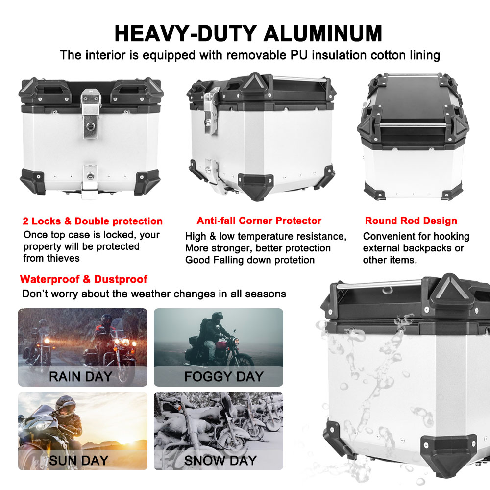 Универсальный верхний багажник – обзор и цена Aluminum Top Case Luggage Box 45L 55L