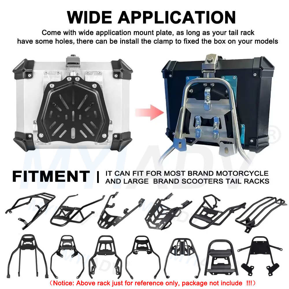 Универсальный верхний багажник – обзор и цена Aluminum Top Case Luggage Box 45L 55L
