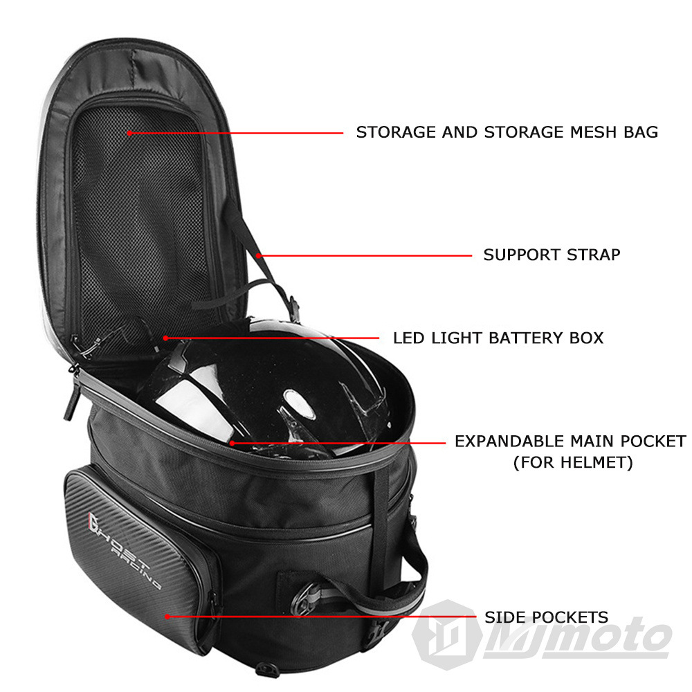 Расширяемая сумка для мотоцикл – обзор и цена Motorcycle Helmet Backpack Waterproof Led